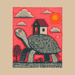 Slow Journey Home | Surreal Tortoise Print T-Shirt