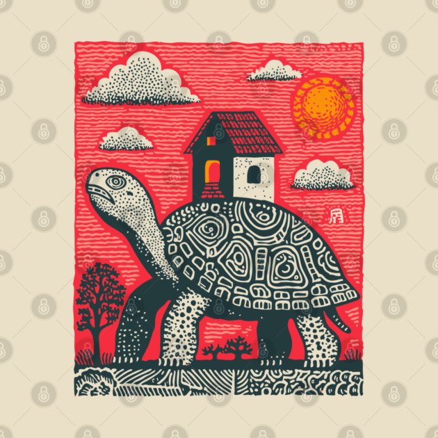 Slow Journey Home | Surreal Tortoise Print by TuncGK