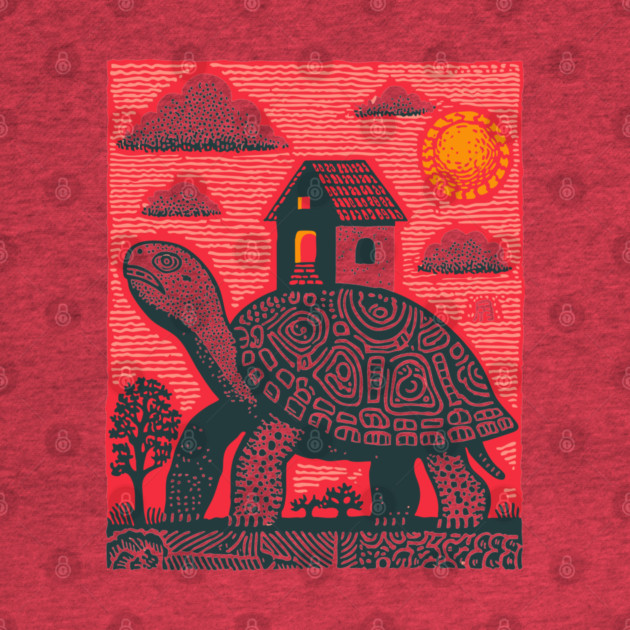 Slow Journey Home | Surreal Tortoise Print by TuncGK