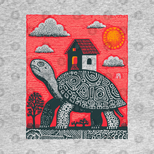 Slow Journey Home | Surreal Tortoise Print by TuncGK