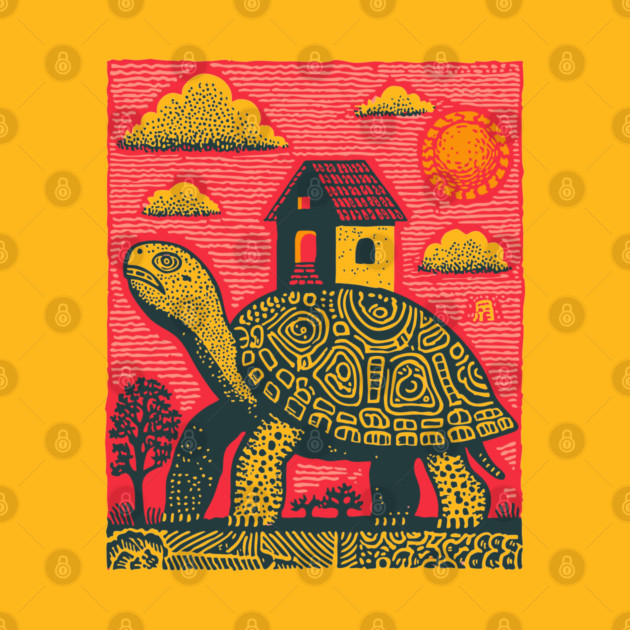 Slow Journey Home | Surreal Tortoise Print by TuncGK