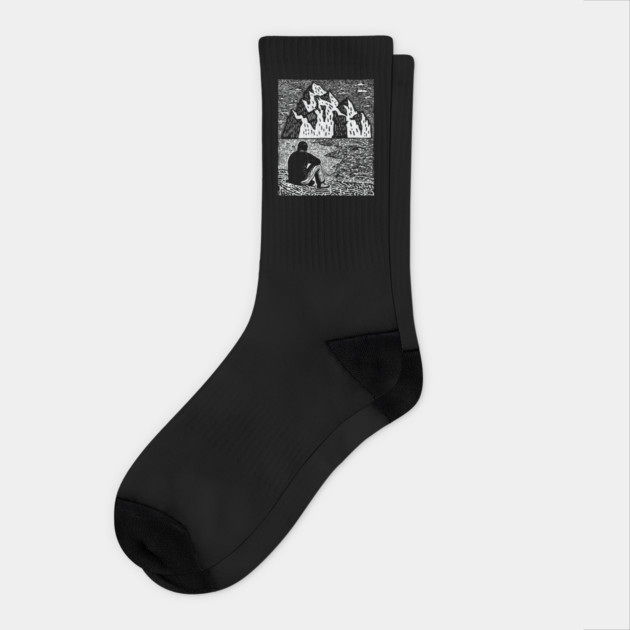 Quiet Depths | Minimalist Solitude Art Socks by TuncGK