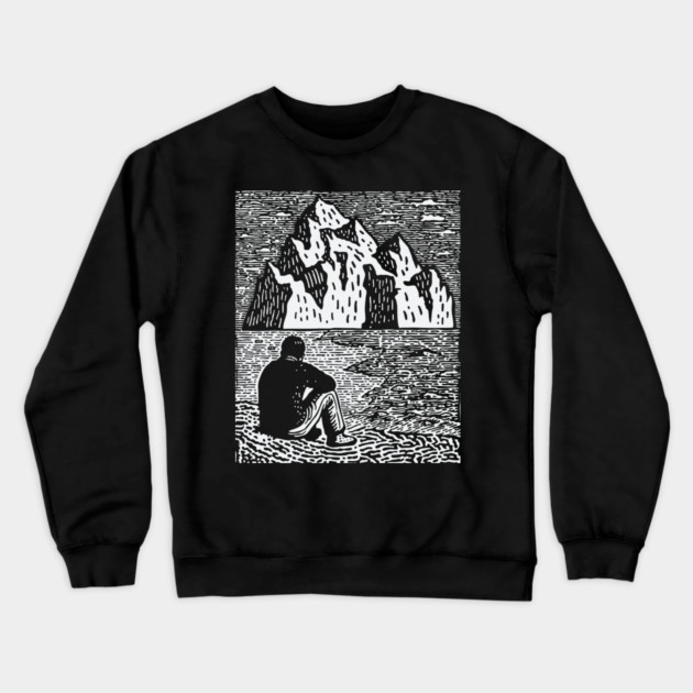 Quiet Depths | Minimalist Solitude Art Crewneck Sweatshirt by TuncGK
