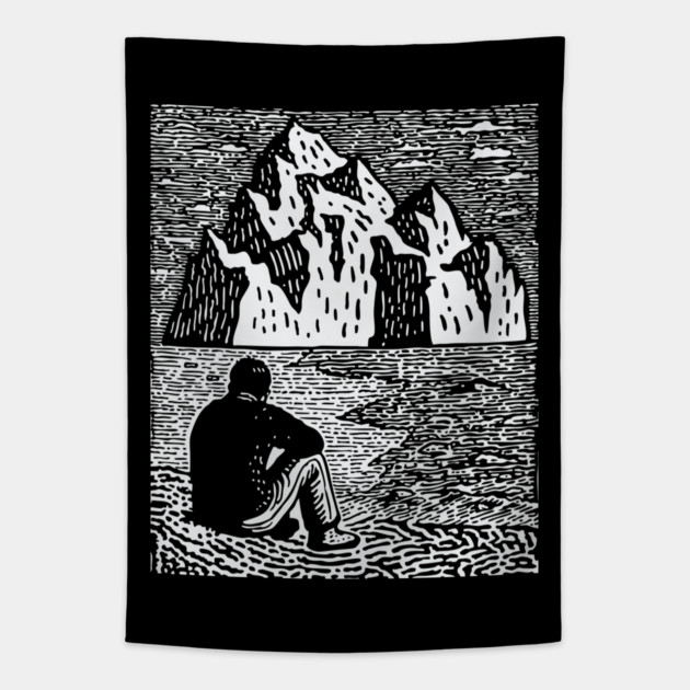 Quiet Depths | Minimalist Solitude Art Tapestry by TuncGK