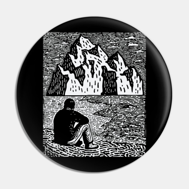 Quiet Depths | Minimalist Solitude Art Pin by TuncGK