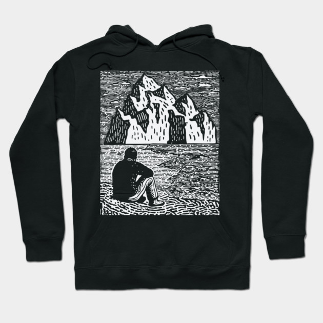 Quiet Depths | Minimalist Solitude Art Hoodie by TuncGK