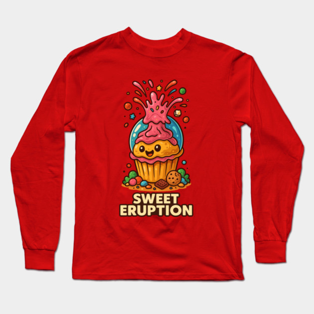 Sweet Eruption – Kawaii Cupcake Lava Blast Long Sleeve T-Shirt by Anne Lee
