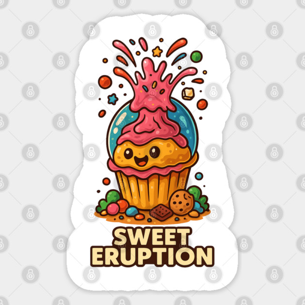 Sweet Eruption – Kawaii Cupcake Lava Blast Sticker by Anne Lee
