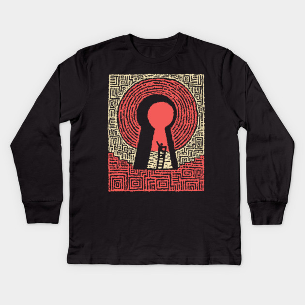 Unlock Your Path | Conceptual Maze Art Kids Long Sleeve T-Shirt by TuncGK