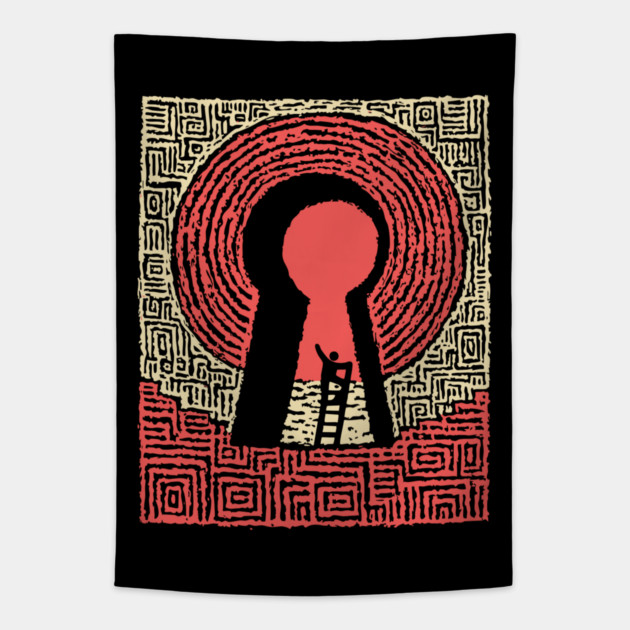 Unlock Your Path | Conceptual Maze Art Tapestry by TuncGK