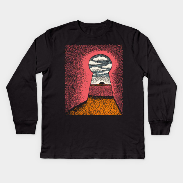 The Way Forward | Surreal Keyhole Landscape Kids Long Sleeve T-Shirt by TuncGK