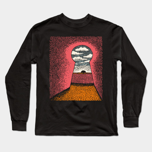 The Way Forward | Surreal Keyhole Landscape Long Sleeve T-Shirt by TuncGK