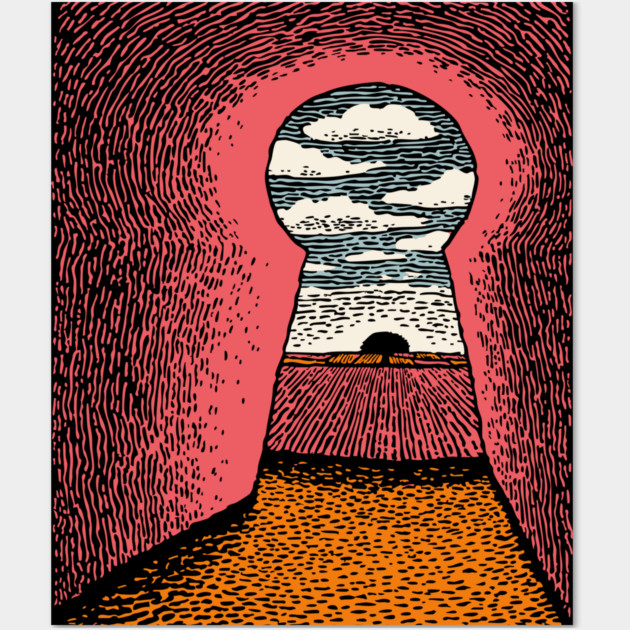 The Way Forward | Surreal Keyhole Landscape Wall Art by TuncGK