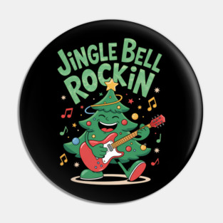 Funny Christmas Tree Playing Guitar Pin