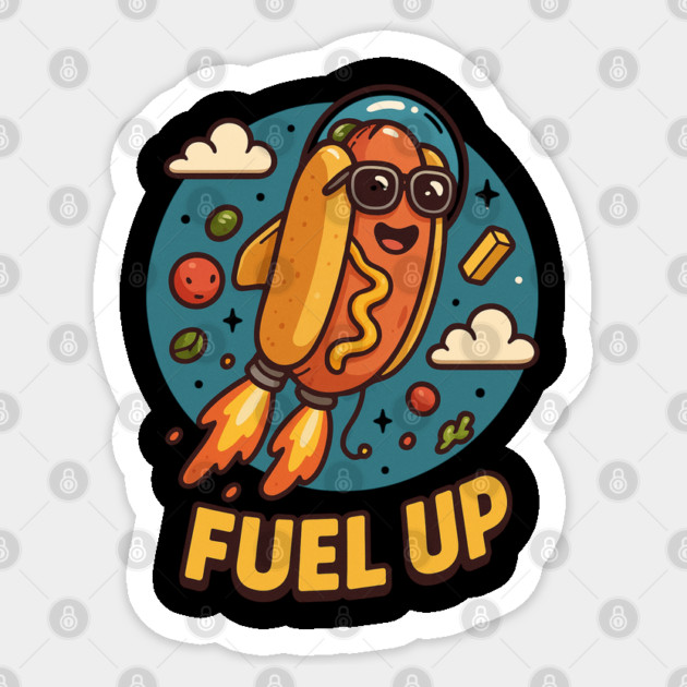 Fuel Up – Rocket Hotdog Cartoon Blas Sticker by Anne Lee