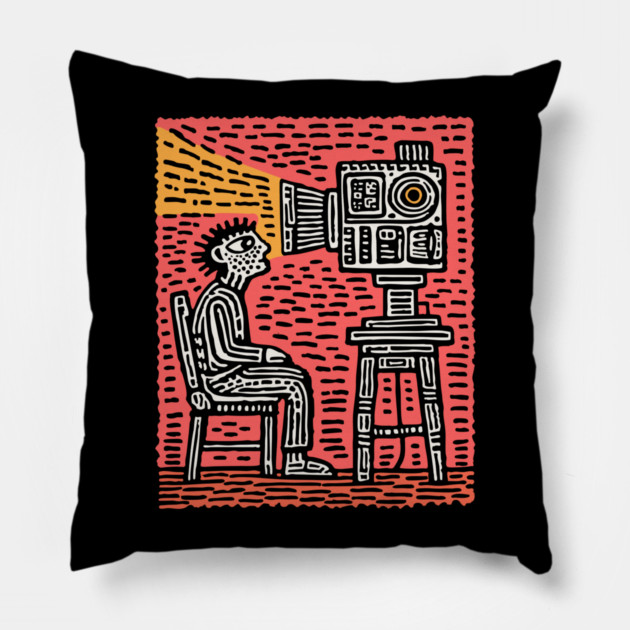Forced Perspective | Dystopian Cinema Art Pillow by TuncGK