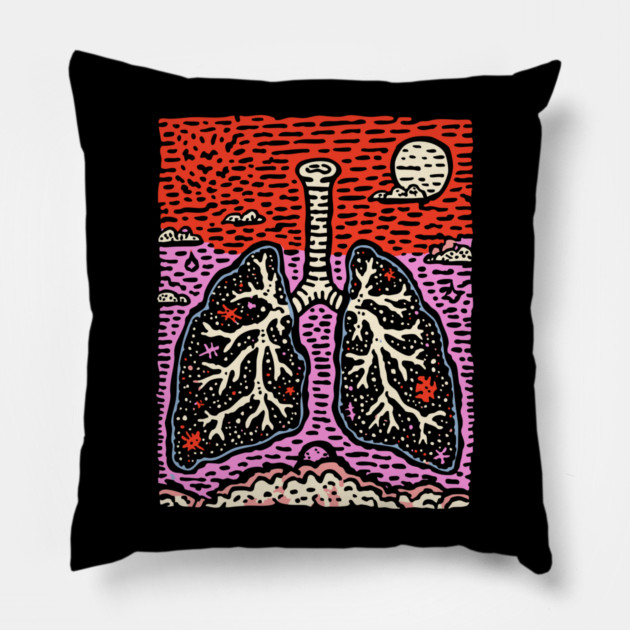 Breathe Deep | Botanical Anatomy Art Pillow by TuncGK