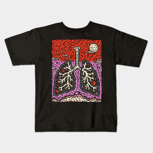 Breathe Deep | Botanical Anatomy Art Kids T-Shirt by TuncGK