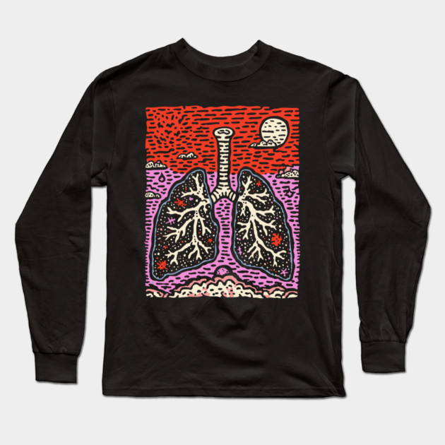 Breathe Deep | Botanical Anatomy Art Long Sleeve T-Shirt by TuncGK