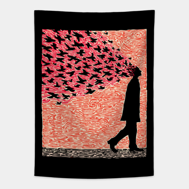 Scattered Thoughts | Surreal Freedom Print Tapestry by TuncGK