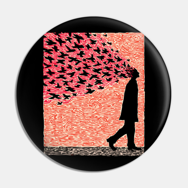 Scattered Thoughts | Surreal Freedom Print Pin by TuncGK