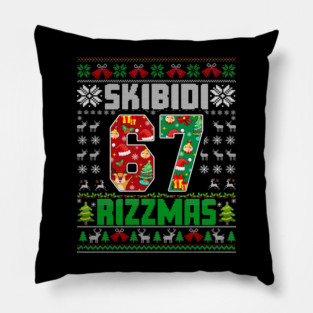 Rizz Christmas 67 Funny Xmas Gen Alpha Skibidi Rizzmas 67 Pillow