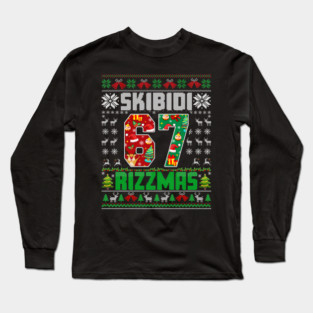 Rizz Christmas 67 Funny Xmas Gen Alpha Skibidi Rizzmas 67 Long Sleeve T-Shirt