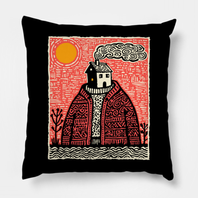 Wearing Home | Cozy Homesickness Art Pillow by TuncGK