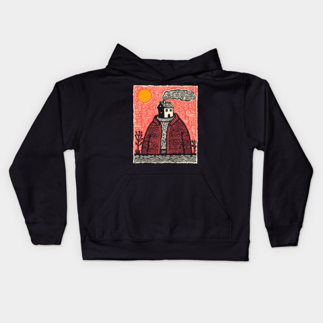 Wearing Home | Cozy Homesickness Art Kids Hoodie by TuncGK