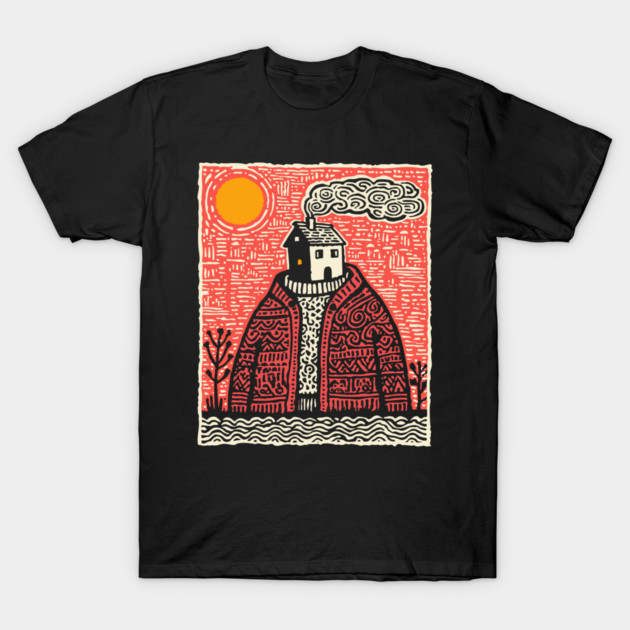 Wearing Home | Cozy Homesickness Art T-Shirt by TuncGK