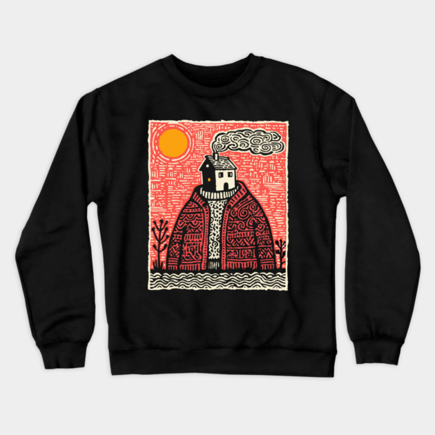 Wearing Home | Cozy Homesickness Art Crewneck Sweatshirt by TuncGK