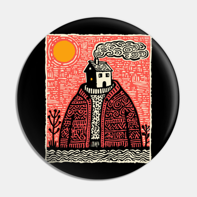 Wearing Home | Cozy Homesickness Art Pin by TuncGK