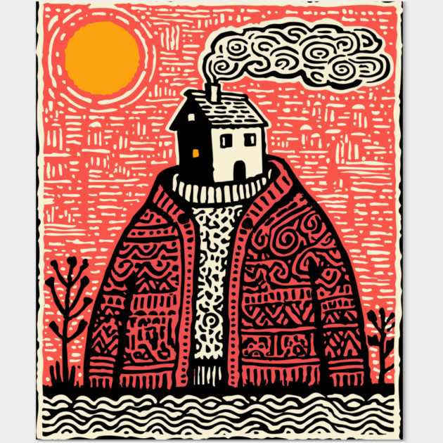 Wearing Home | Cozy Homesickness Art Wall Art by TuncGK