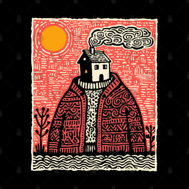 Wearing Home | Cozy Homesickness Art by TuncGK