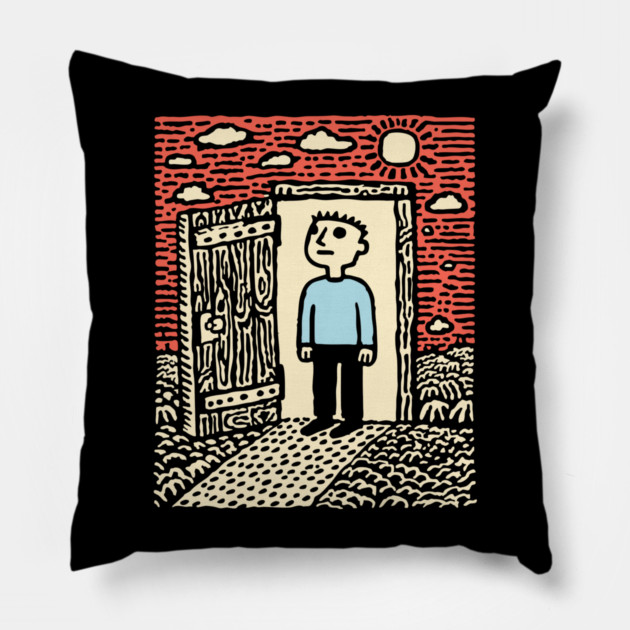 The First Step | Hopeful Minimalist Art Pillow by TuncGK