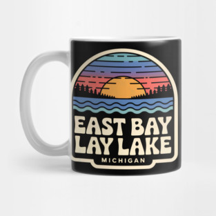 East Bay Lake, Michigan Retro Sunset Mug