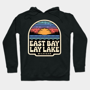 East Bay Lake, Michigan Retro Sunset Hoodie