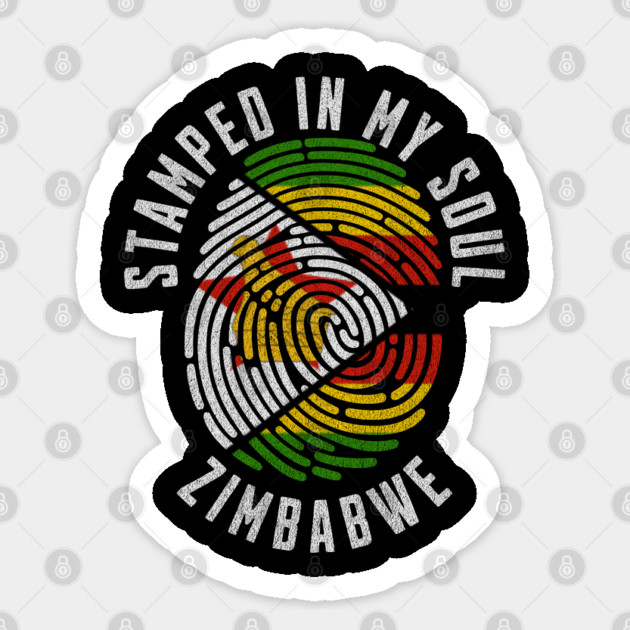 Stamped In My Soul Zimbabwe Flag Fingerprint Zimbabwe Roots Sticker by Yesteeyear