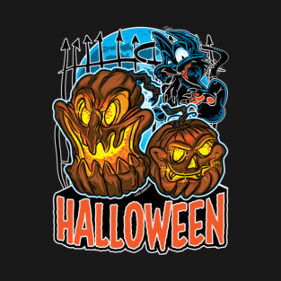 Moonlit Fright — Jack-O’-Lanterns and the Scaredy Cat T-Shirt