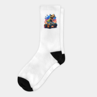 Monster Truck T-Rex Dinosaur Socks