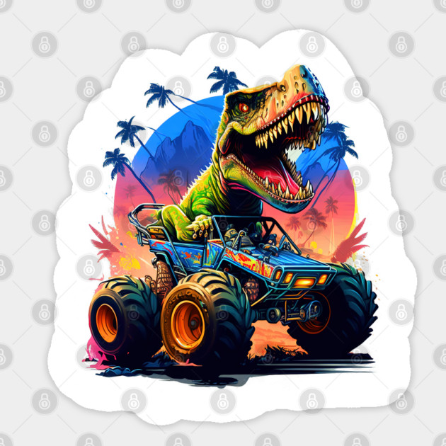 Monster Truck T-Rex Dinosaur Sticker by Hays Robert Print