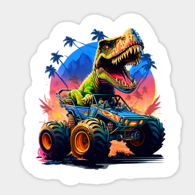 Monster Truck T-Rex Dinosaur Magnet by Hays Robert Print