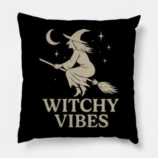 Witchy Vibes – Magical Boho Halloween Witch Aesthetic Design Pillow