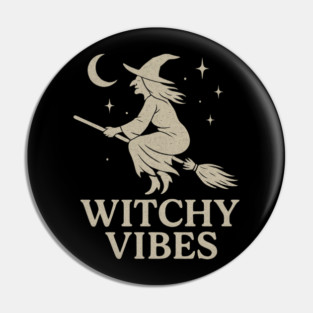 Witchy Vibes – Magical Boho Halloween Witch Aesthetic Design Pin
