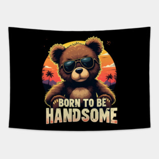 Born to Be Handsome – Cool Bear with Sunglasses Tapestry