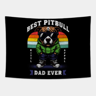 Best Pitbull Dad Ever – Cool Dog in Hoodie Tapestry