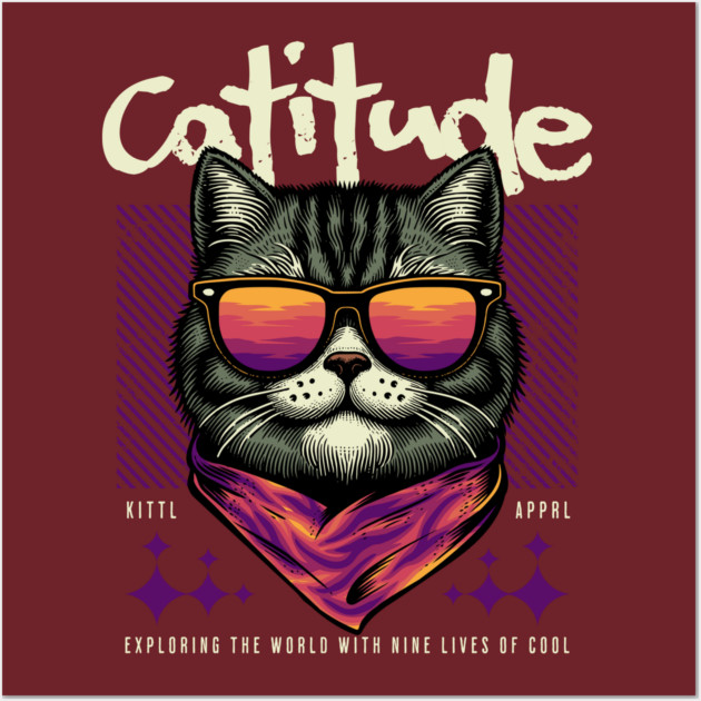 Catitude – Exploring the World with Nine Lives of Cool Wall Art by Wael's Store 2