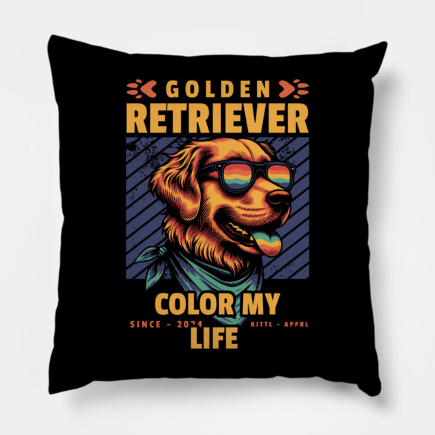 Golden Retriever – Color My Life Pillow by Wael's Store 2