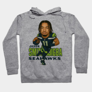Jaxon Smith-Njigba Caricature – Dynamic Wide Receiver Artwork Hoodie