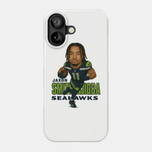 Jaxon Smith-Njigba Caricature – Dynamic Wide Receiver Artwork Phone Case